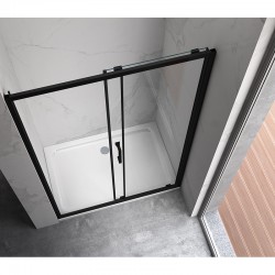 Drzwi Prysznicowe Przesuwne KZ14D BLACK 125-130cm SZKŁO 6MM ścianka