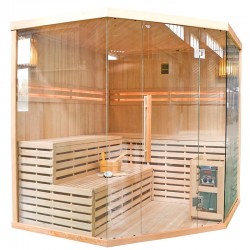 Sauna FIŃSKA OSLO6 200x200cm HARVIA 8KW 5-6 osobowa wysokotemperaturowa Hydrosan