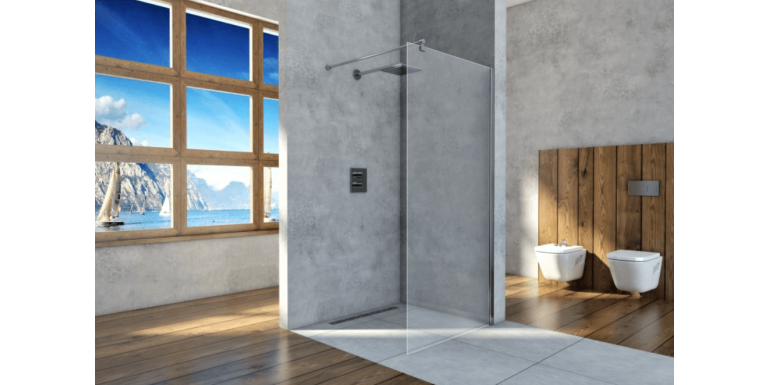 Minimalistyczna kabina walk-in – zalety otwartego prysznica